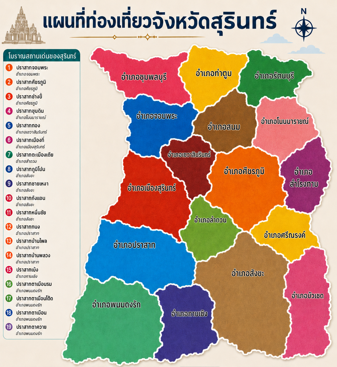 แผนที่ท่องเที่ยวจังหวัดสุรินทร์